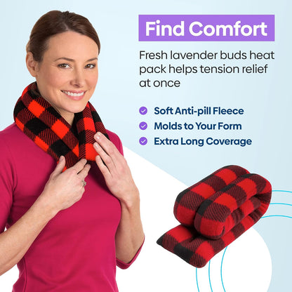 SunnyBay Microwavable Heating Pad for Neck and Shoulder, Heated Neck Wrap, Microwave Heat Pad, Weighted Beanbag Moist Hot or Cold Compress, 2.2 lbs, 26x4 Inches, Buffalo