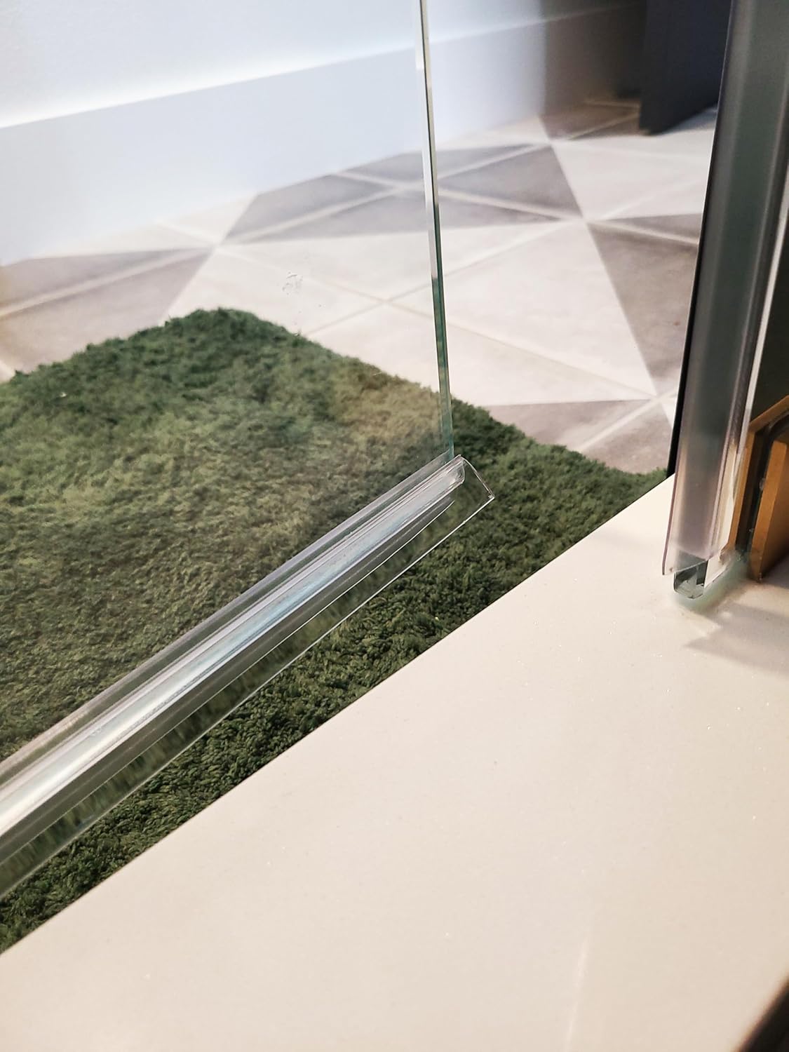 eatelle Shower Door Bottom Seal with Drip Rail for 3/16 (5mm) Thick Glass, 36" Long Sweep - Ultra Clear Polycarbonate