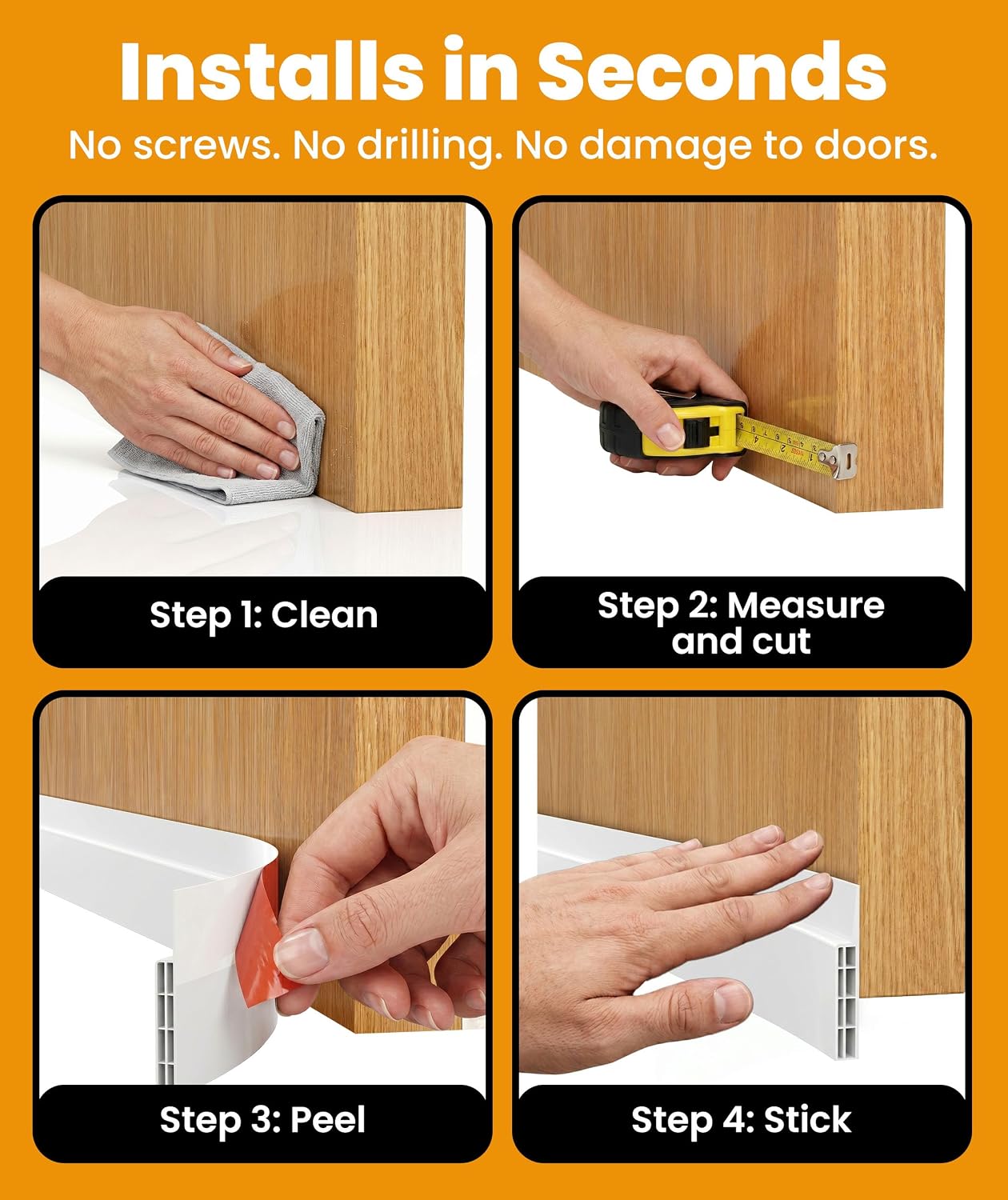 Everlasting Comfort (2 Pack) One-Sided Door Draft Stopper for Bottom of Doors - Premium Door Sweep, Quick Install Sound Proofing Strip Gap Filler, Noise Blocker for Home, Bedroom, Apartment - White