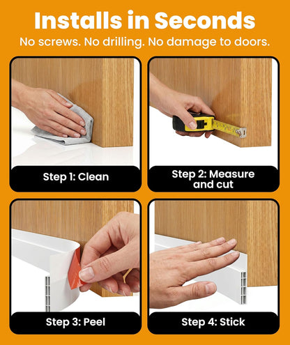 Everlasting Comfort (2 Pack) One-Sided Door Draft Stopper for Bottom of Doors - Premium Door Sweep, Quick Install Sound Proofing Strip Gap Filler, Noise Blocker for Home, Bedroom, Apartment - White