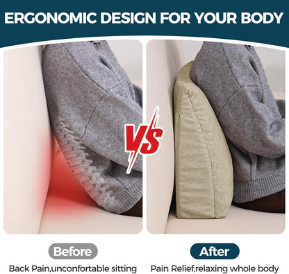Back Support Pillow for Recliner Soft Dual Layer Lumbar Support Pillow with Shredded Memory Foam Ergonomic Orthopedic Couch Lumbar Cushions for Elderly Lower Back Pain Relief Dark Grey