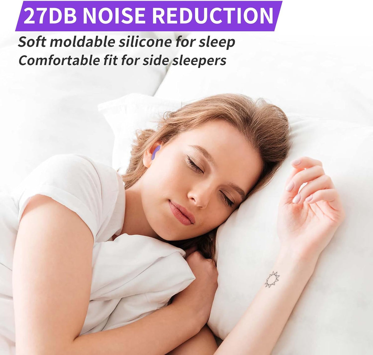LYSIAN Moldable Silicone Ear Plugs for Sleep and Swim, 5 Pairs, Blue