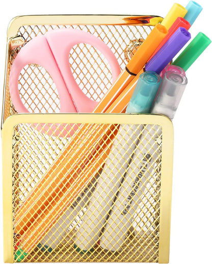 Magnetic Pencil Holder,Mesh Stainless Steel Pen Basket, Metal Writing Utensil Storage Organizer for Whiteboard,Blackboard,Kitchen, Locker, Home, or Office | Metal Writing Utensil Storage Organizer for Whiteboard,Blackboard,Kitchen, Locker, Home, or Office