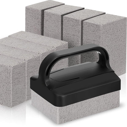9 Pack Grill Griddle Cleaning Brick Block Pumice Stones Scrubbing Grill Cleaning Stone Griddle Scrubber Cleaner with Handle for Outdoor BBQ Flat Top Cookers Removing Greases Stains