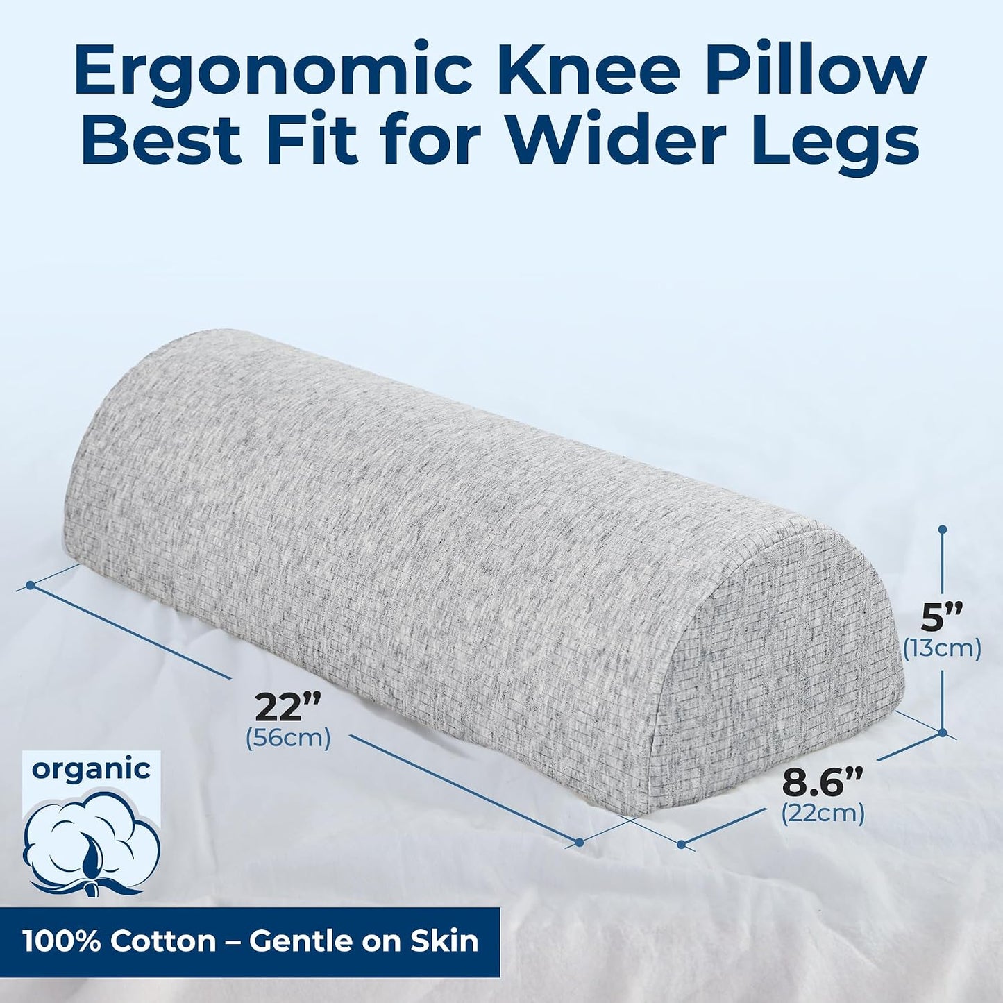5 STARS UNITED Knee Pillow for Back Sleeping – Half Moon Bolster Pillow for Legs, Under Knee Pillow for Sleeping on Back, Memory Foam Leg Pillow for Back Pain, Gray
