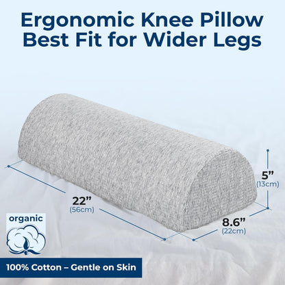 5 STARS UNITED Knee Pillow for Back Sleeping – Half Moon Bolster Pillow for Legs, Under Knee Pillow for Sleeping on Back, Memory Foam Leg Pillow for Back Pain, White