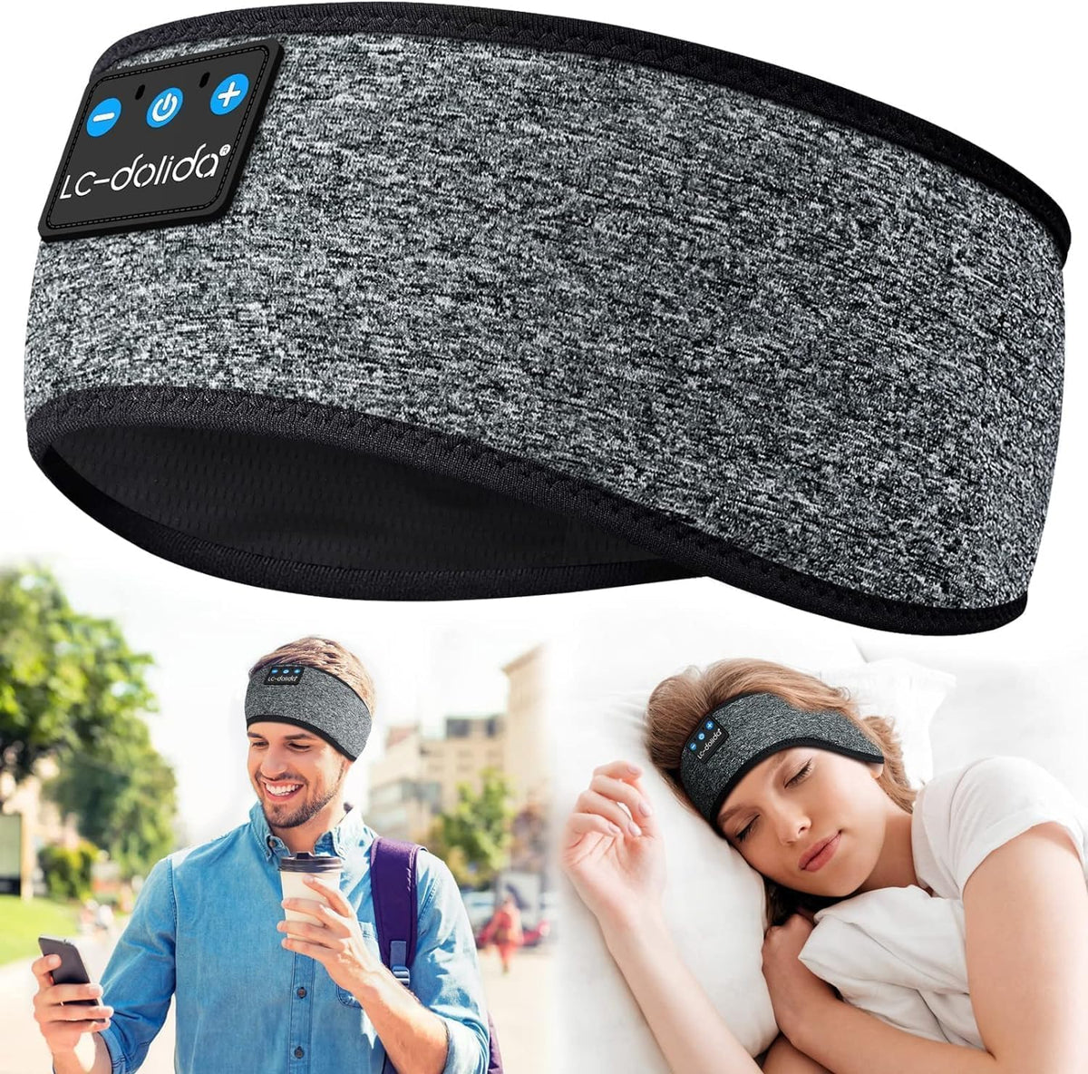 LC-dolida Sleep Headphones Bluetooth 5.4, Headband Headphones Earphones Wireless, Sleep Mask for Gifts,Workout,Jogging,Yoga(Purple)