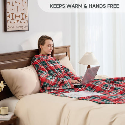 IFNOW Sherpa Wearable Blanket with Sleeves, Oversized Snuggle Robe, Grey