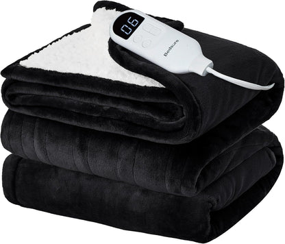 Bedsure Heated Blanket Throw Blanket with Preheat Function - Fast Heating Electric Blanket, Soft Flannel Throw with 6 Time Settings(Up to 10H), 6 Heating Settings, Gifts for Grandma (50"x60", Grey)