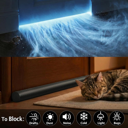 MAXTID Under Door Draft Stopper for Bottom of Doors 38" Black | Door Blocker Noise Reduce Light Cold Air Guard Breeze Sound Proof Door Sweep Door Seal Insulation Strip Gap Filler