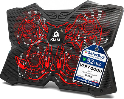 KLIM Wind Laptop Cooling Pad - More Than 500 000 Units Sold - New Version - The Most Powerful Rapid Action Cooling Fan - Laptop Stand with 4 Cooling Fans at 1200 RPM - USB Fan - PS5 PS4 - RGB