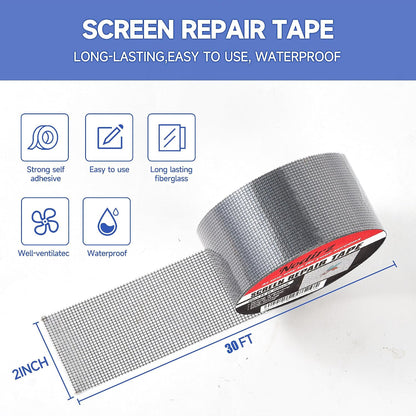 Window Screen Repair Tape, 2 in X 15 FT (180IN) Screen Repair Kit for Windows or Doors, Strong Adhesive Screen Patch Repair Kit Mesh Repair (Black, 15 FT)
