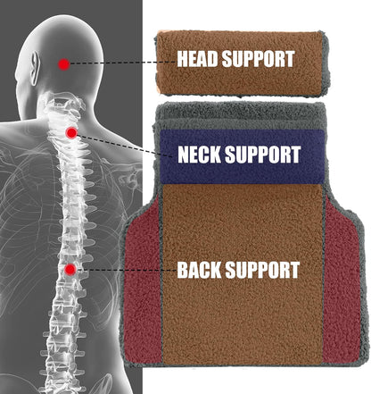 MABOZOO 2 Piece Sherpa Fleece Lumbar Support Pillow for Recliner Chair, Memory Foam Lumbar Pillow with Headrest for Back Pain Relief, Back Support Cushion for Office Chair（Grey）