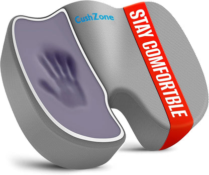 CushZone Seat Cushion Memory Foam Chair Pad for Office & Car, Black