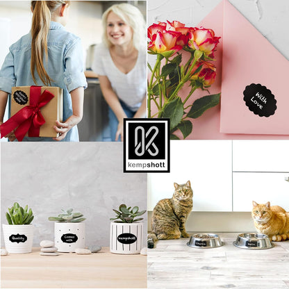 Chalkboard Labels for Jars, 162pcs Waterproof Reusable Stickers with Marker | 12 Shapes & 3 Sizes Chalk Sticker Labels for Jars & Containers, Easy-Wipe Labels Include Erasable Liquid Chalk Marker & Cloth
