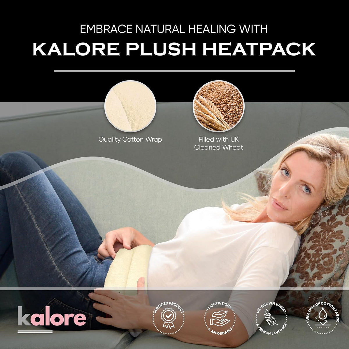 Microwavable Heating Pads for Winter Warmth, Back, Stomach & Head Comfort – Kalore Soft Cotton Tartan Neck Wrap – Even Heat Distribution Hot Compress Bag – Wheat Heat Pad XL – Unscented – Gray