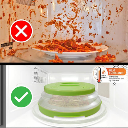HOVER COVER Magnetic Microwave Splatter Cover - 12-Inch Collapsible - Gray | High Power, Stronger Magnetic Grip, BPA-Free Lid, Vented Plate Guard with Steam Vents, Dishwasher Safe, Space-Saving Storage