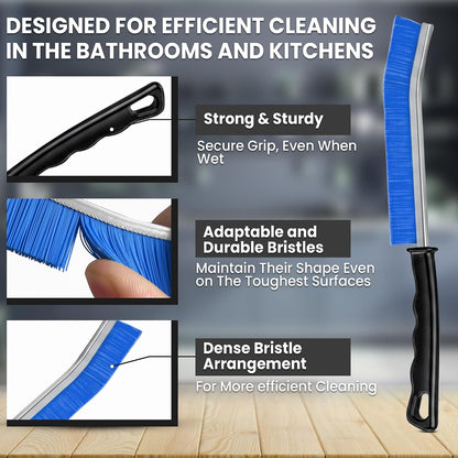 Crevice Cleaning Brush Set – 3Pcs Hard Bristle Cleaning Tools for Grout, Tile Floors, Gaps & Narrow Spaces – Small Grout Scrub Brush for Cleaning Bathroom, Shower, Window Tracks, Kitchen | Grout Scrub Brush for Tile Floors, Bathroom, Shower, Window