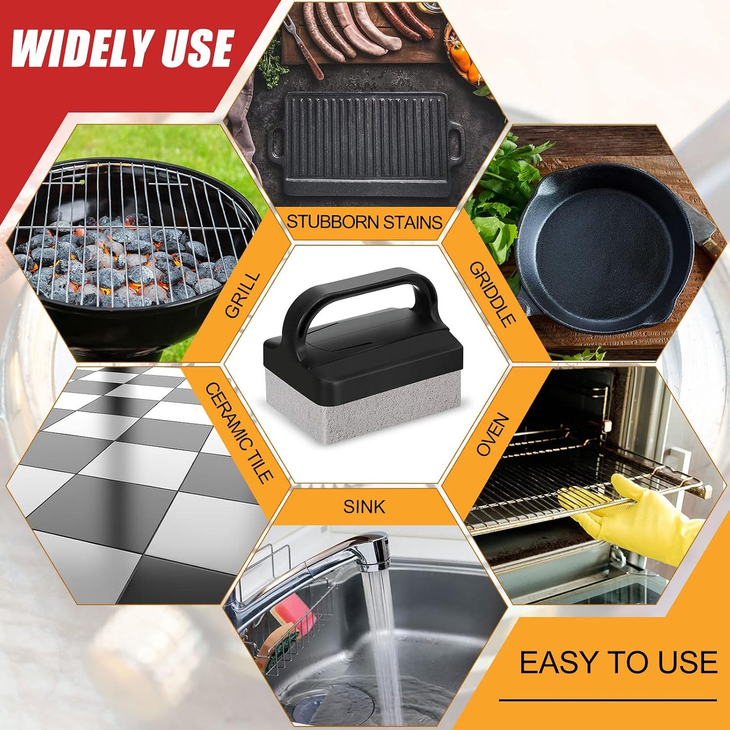 9 Pack Grill Griddle Cleaning Brick Block Pumice Stones Scrubbing Grill Cleaning Stone Griddle Scrubber Cleaner with Handle for Outdoor BBQ Flat Top Cookers Removing Greases Stains
