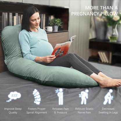 MOON PARK Pregnancy Pillows for Sleeping - 57 Inch U Shaped Full Body Maternity Pillow with Removable Cover - Support for Back, Legs, Belly, Hips - Pregnancy Pillow for Women - Grey
