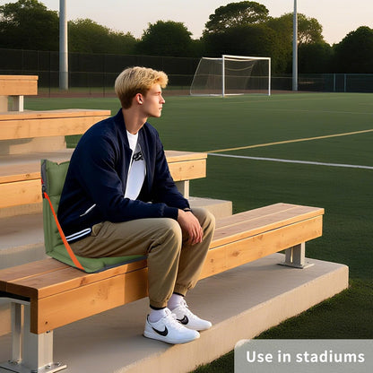 Stadium Seats with Back Support Inflatable Portable Folding Seat | Waterproof Cushion with Backrest for Sports Events Stadium and Camping, Black Heated Version
