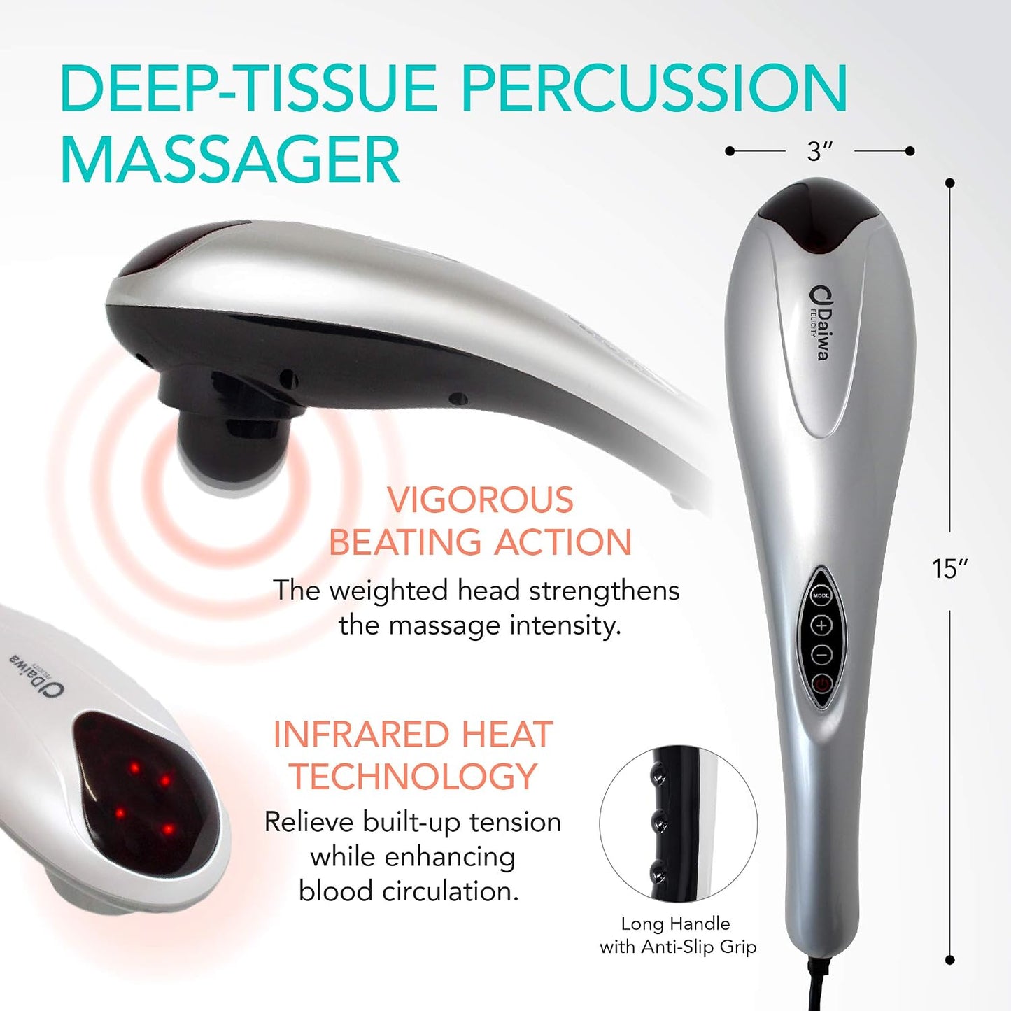 Tapping Pro - Handheld Deep Tissue Back, Neck, Shoulder, Leg, Calf Muscle Massager with Extension Handle - FSA HSA Eligible