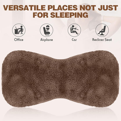 Colingmill 1 Pc Neck Pillow for Recliner Headrest Pillow Bone Shaped Chair Plush with Adjustable Strap Neck Support and Pain Relief Curve Head Cushion for Car Travel Airplane (Grey)