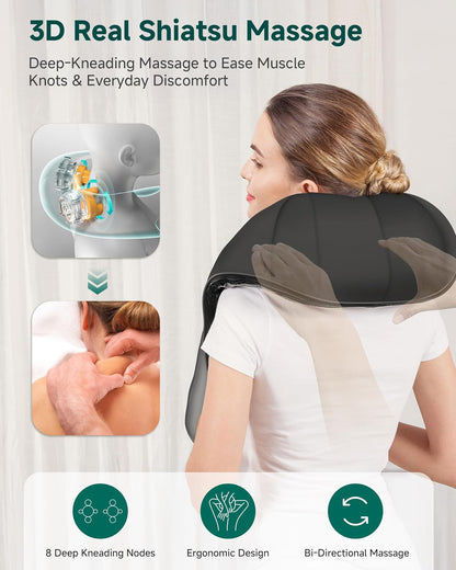Shiatsu Neck & Shoulder Massager with Heat, Deep Tissue Back Massager