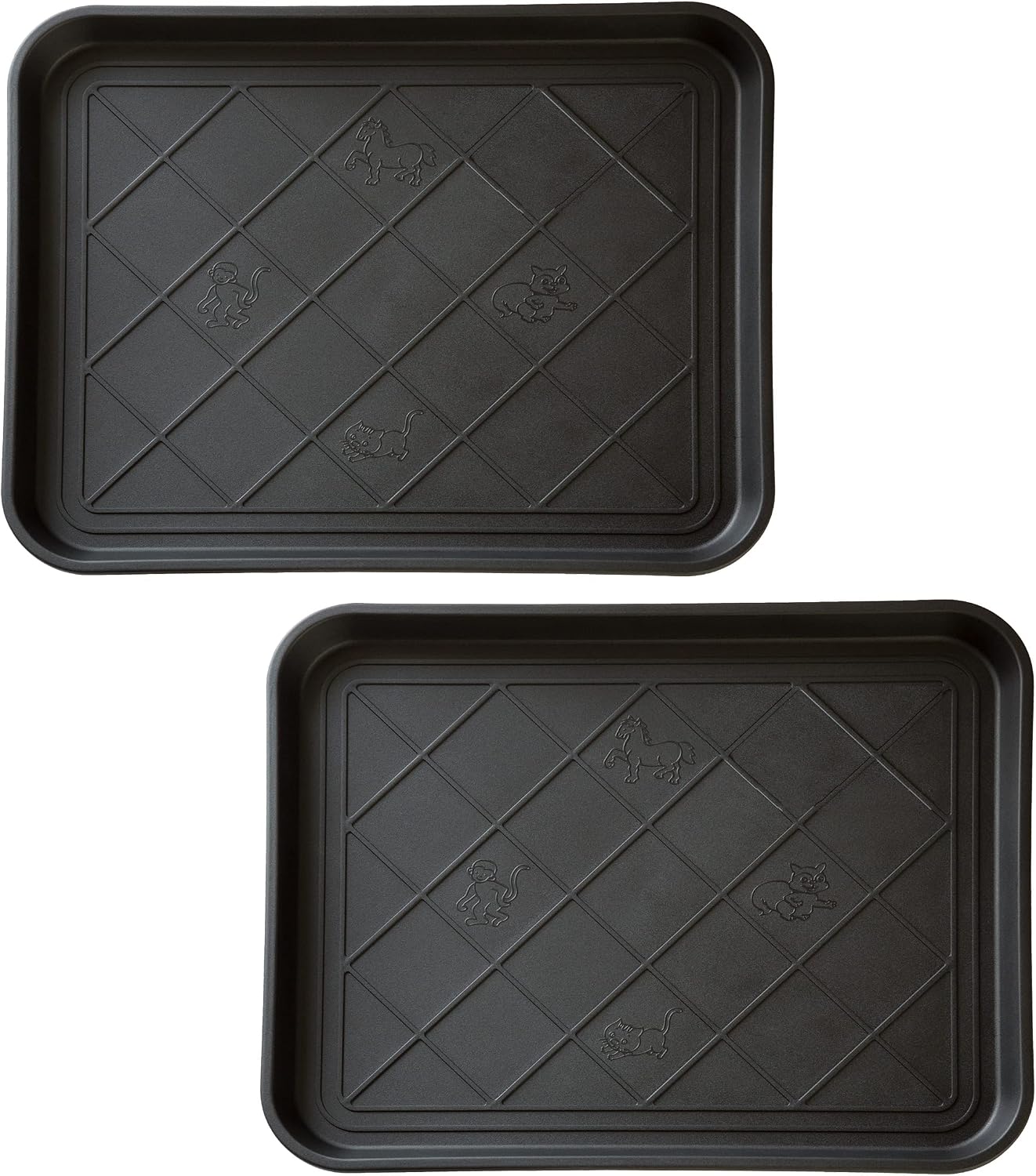 All-Weather Boot Tray - Water-Resistant Plastic Mud Pan, Pet Food Tray, and Outdoor or Indoor Shoe Mat for Entryway by Stalwart (Black)