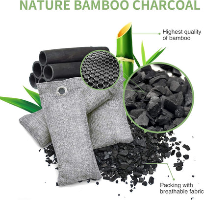 Bamboo Charcoal Air Purifying Bag, Activated Charcoal Odor Absorber | 12 Pack Natural Odor Eliminators For Home, Car, Closet, Basement, Pet, Shoe Deodorizer for Strong Odors (6x50g, 6x150g)