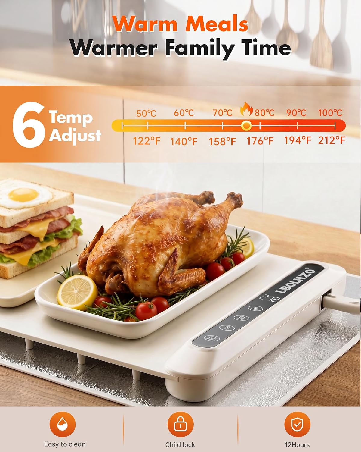 Warming Mat For Food Extra Large 36"x16" 580W Food Warming Mat Buffet Servers and Warmers,Chafing Dishes for Buffet 6 Temp 6 Hour,Roll Up Food Warmers for Parties Buffet Catering Gatherings