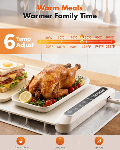 Warming Mat For Food Extra Large 36"x16" 580W Food Warming Mat Buffet Servers and Warmers,Chafing Dishes for Buffet 6 Temp 6 Hour,Roll Up Food Warmers for Parties Buffet Catering Gatherings
