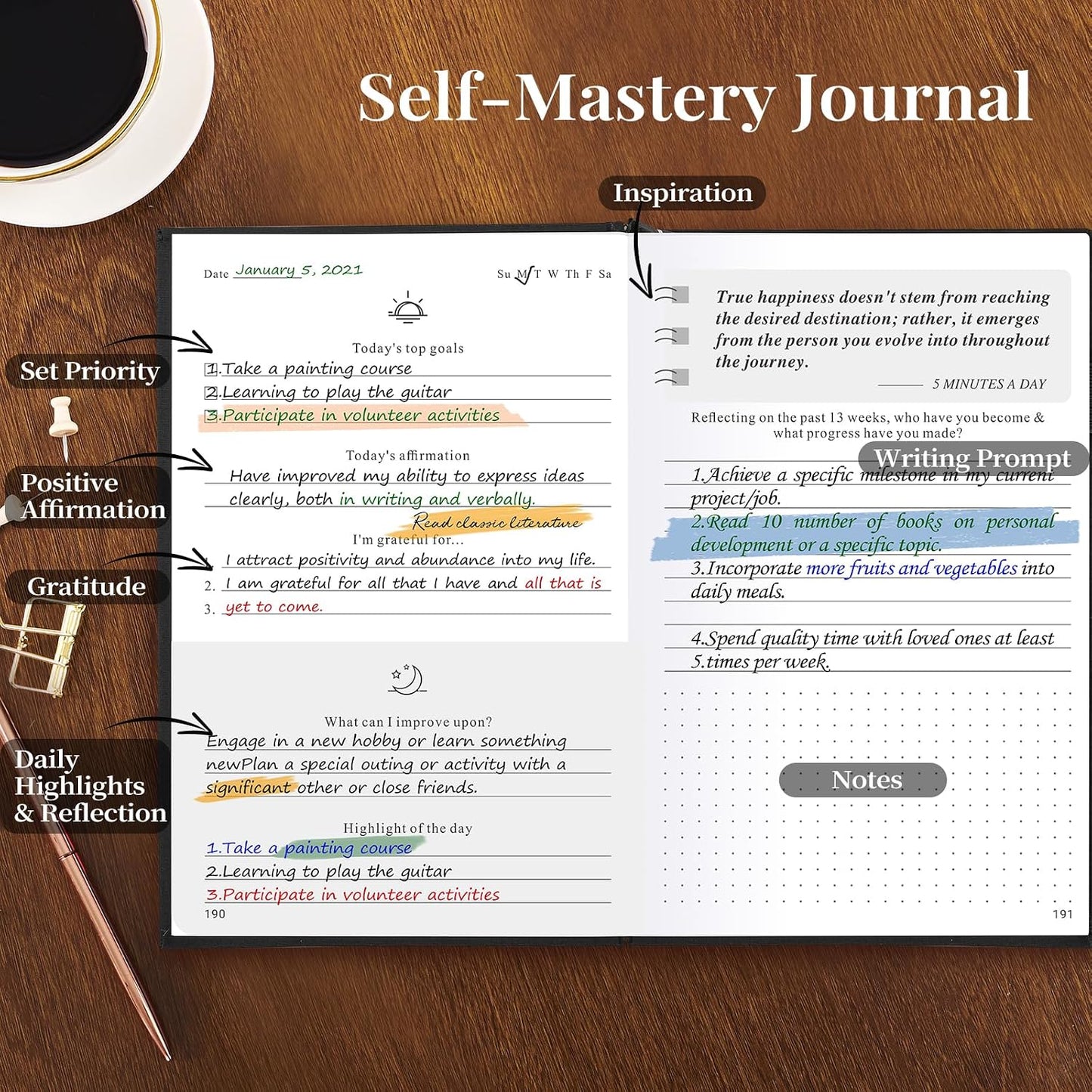 Self Care Guided Journal for Women，Gratitude Journal & ADHD Planner A5Beige | ADHD Planner, Mental Health & Anxiety Guided Journal for Women, Better Everyday