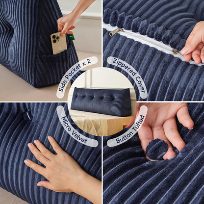 Z-hom Headboard Pillow, Wedge Backrest Cushion, Queen Size,NO Roll Pillow | Grey Triangular Backrest Cushion Equipped,NO Roll Pillow,Ideal for Reading,Sitting Up in Bed&Filling Headboard Gaps