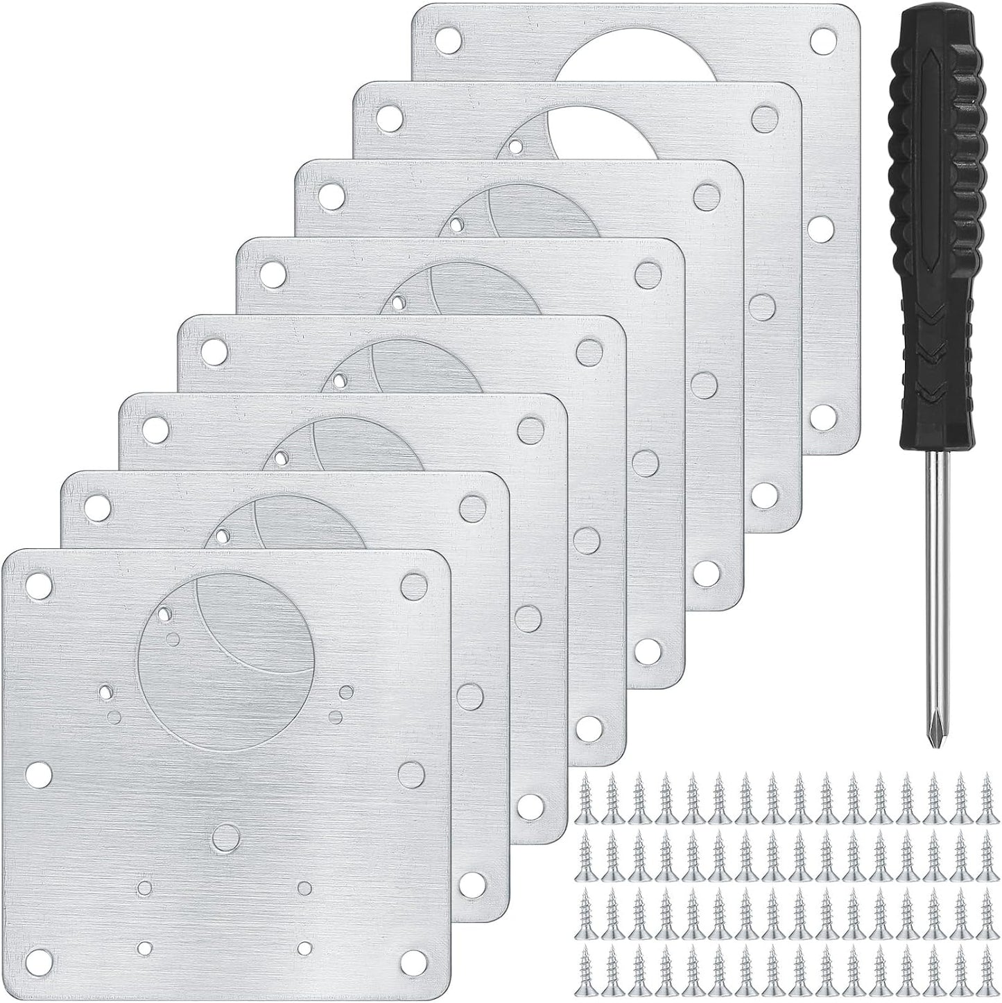10 Pcs Cabinet Hinge Repair Plates Kits,Kitchen Cupboard Door Hinge Repair | repair plate,Stainless Steel Hinge Repair Fixing Bracket Plate Kit with Screws/Screwdriver for Kitchen Furniture CabinetDoor