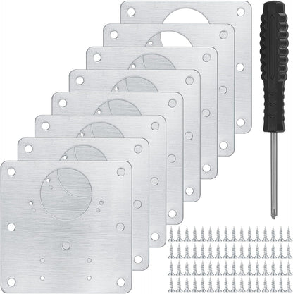 10 Pcs Cabinet Hinge Repair Plates Kits,Kitchen Cupboard Door Hinge Repair | repair plate,Stainless Steel Hinge Repair Fixing Bracket Plate Kit with Screws/Screwdriver for Kitchen Furniture CabinetDoor