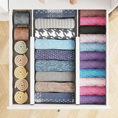 SpaceAid Bamboo 4 Pack Dresser Drawer Dividers, 4.65“ High Adjustable 12.5“-17” Drawer Organizers, Expandable Organization for Clothing, Clothes, Dressers, Black