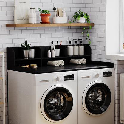 ChooChoo Washer Dryer Countertop, Adjustable Shelf, 2-Tier | Laundry Room Topper, Spacious Storage, For Folding Clothes & Efficient Organization, Walnut