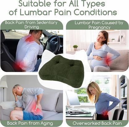 Lumbar Support Pillow for Recliner Chair/Accent Chair/Couch/Office Chair, Tufted Corduroy Back Support Cushion for Elderly, M-Shaped Recliner Cushions for Back Rest, Pain Relief, Reading, Dark Grey