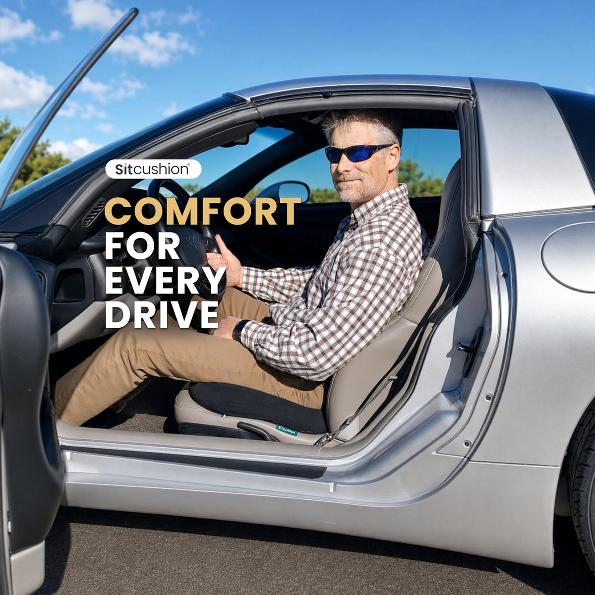 Car Seat Cushion for Driving, Sciatica Pain Relief Car Pillow and Seat Pad