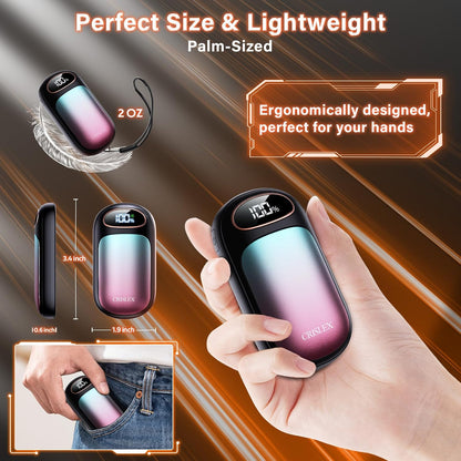 CRISLEX Electric Hand Warmers Rechargeable 2 Pack, 4 Levels Fast Heat, Reusable Hand Warmers with LED Display, Portable Magnetic Pocket Heater, Gifts for Christmas, Men, Women, Raynauds, Hunting, Golf
