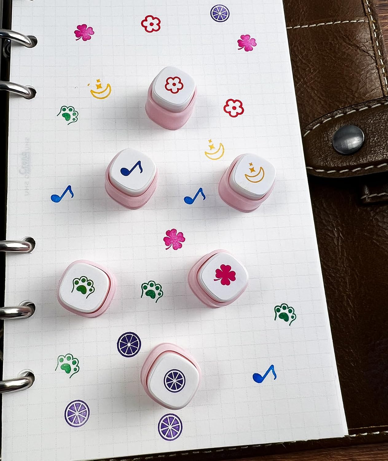 6-in-1 Pre Self-Inking Planner Stamp Set - Portable Emoticon Weather Themes Stamps with Storage Case for Bullet Journal, Scrapbooking, Travel, Daily Planning -100mm x 15mm (Quick-Dry Ink, 2pcs)