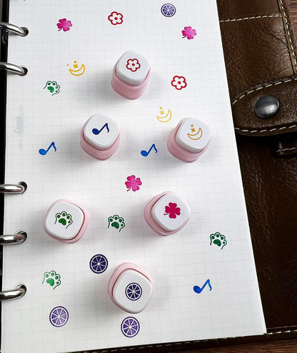 6-in-1 Pre Self-Inking Planner Stamp Set - Portable Emoticon Weather Themes Stamps with Storage Case for Bullet Journal, Scrapbooking, Travel, Daily Planning -100mm x 15mm (Quick-Dry Ink, 2pcs)