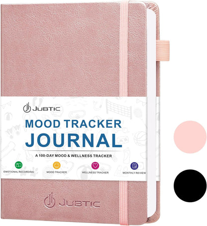 JUBTIC Mood Tracker Journal, 100-Day Mental Health Journal, Rose Gold