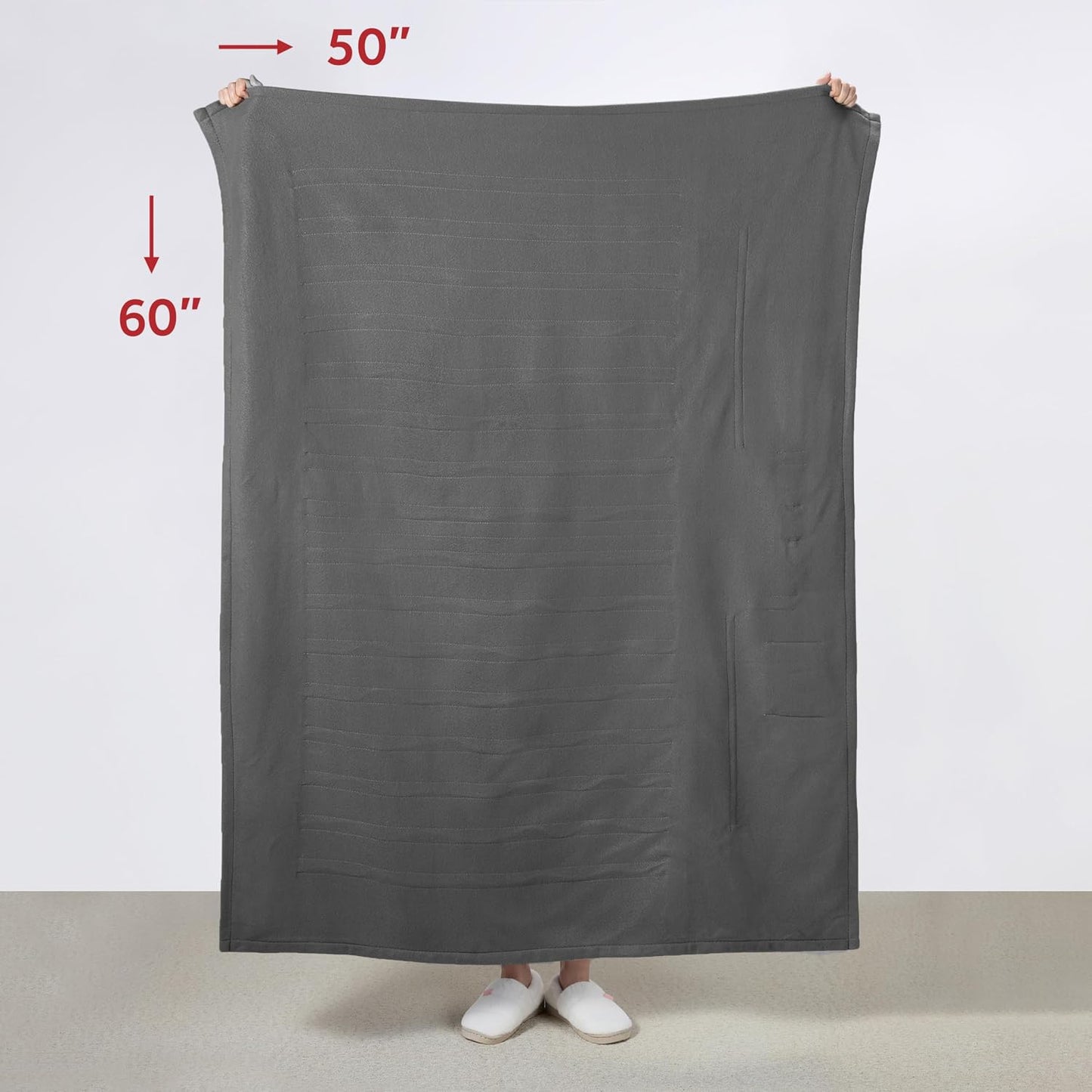 Sunbeam Electric Throw Royal Luxe Microplush Heated Blanket, 4 Heat Settings, 4-Hour Auto Shut-Off, Fast Heating, Warm and Cozy, Walnut Color, 50" x 60"