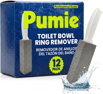 PUMIE Pumice Stone Toilet Bowl Cleaner (1-Pack) - Heavy Duty Scouring Stick for Toilet - Pumice Stone for Cleaning Rings, Bowls, Hard Water Stains, Lime, Rust, Sink - Includes Handle for Easy Use
