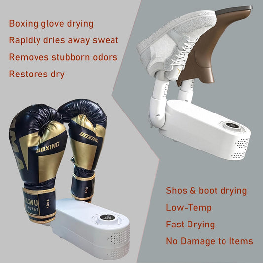 Electric Boxing Glove Dryer, Boot & Shoe Dryer and Warmer, Deodorizer | With Heat Blower & UV, Portable Foldable, Constant 118.4°F, 2H Timer, for Work Boots & Sneakers, Ski Boots, Glove, Socks, Hat