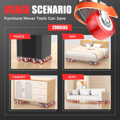 Kavlium Heavy Duty Furniture Dolly,5-Wheel Furniture Movers,5.3 Inch | Carbon Steel Dolly with Lifter Tool and 360° Casters for Moving Sofas,Refrigerators,Cabinets and Other Heavy Furniture.