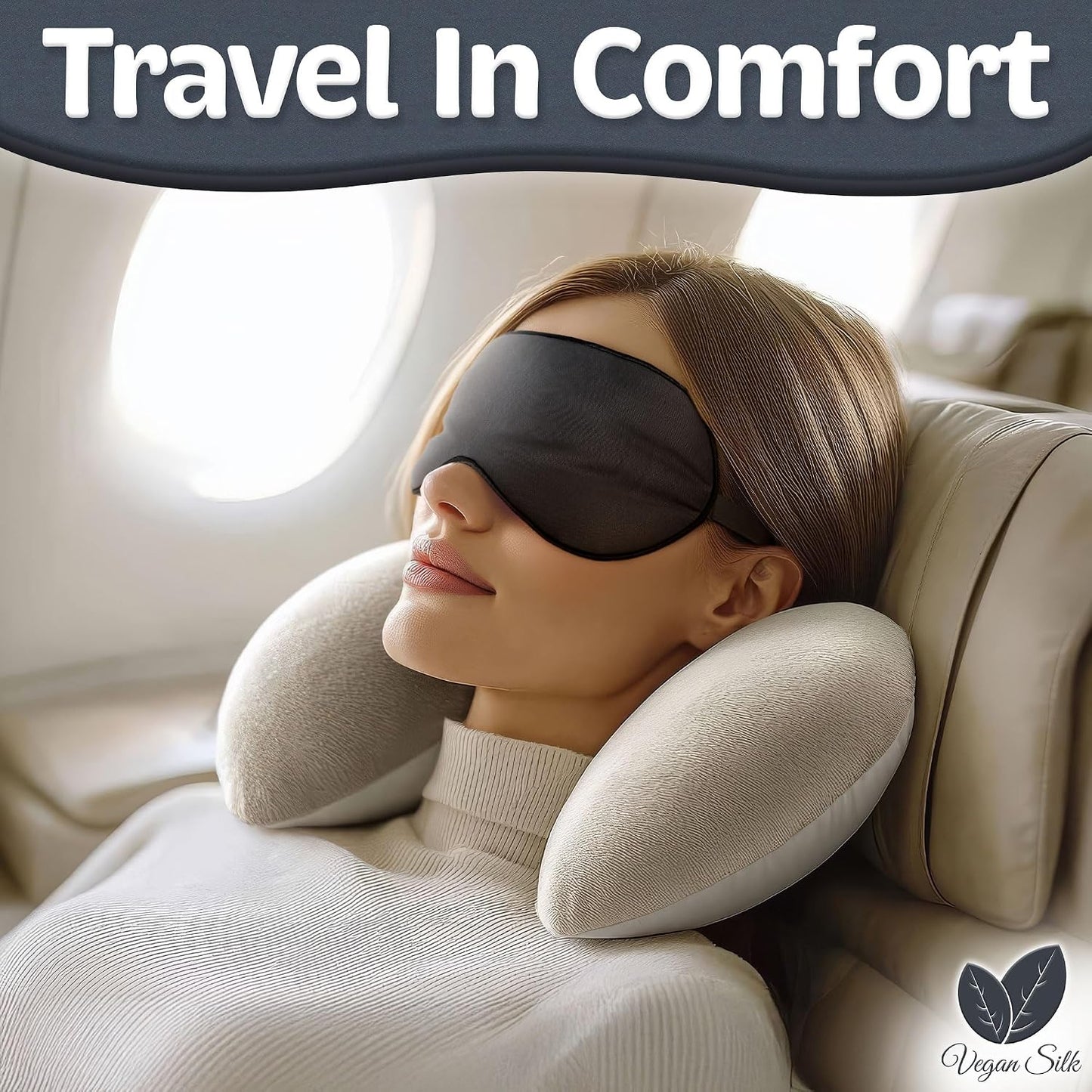 Sleep Mask - Navy Gray, 100% Viscose Derived from Bamboo - Lightweight Eye Mask with Adjustable Strap - Blackout Sleeping Blindfold for Women & Men - Comfortable Light Blocking Eye Cover