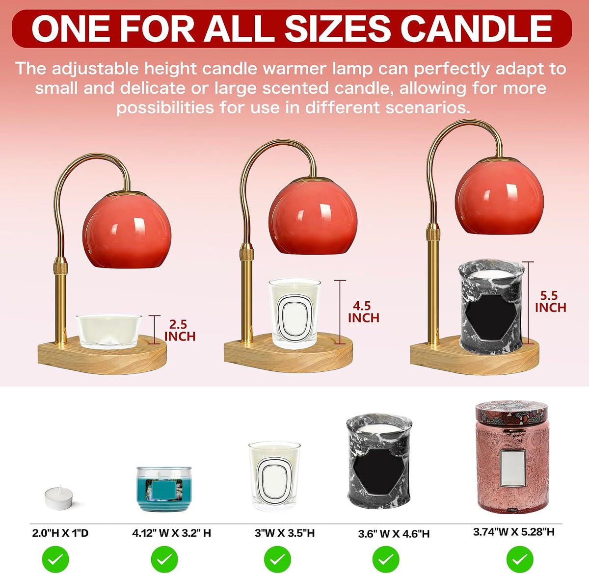 Candle Warmer Lamp with Timer 2H/4H/8H, Adjustable Height, Ocean